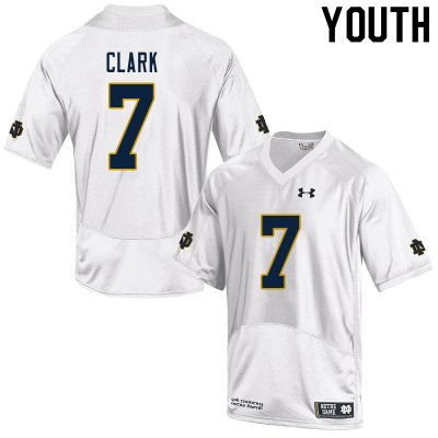 Notre Dame Fighting Irish Youth Brendon Clark #7 White Under Armour Authentic Stitched College NCAA Football Jersey ZYA0199RM